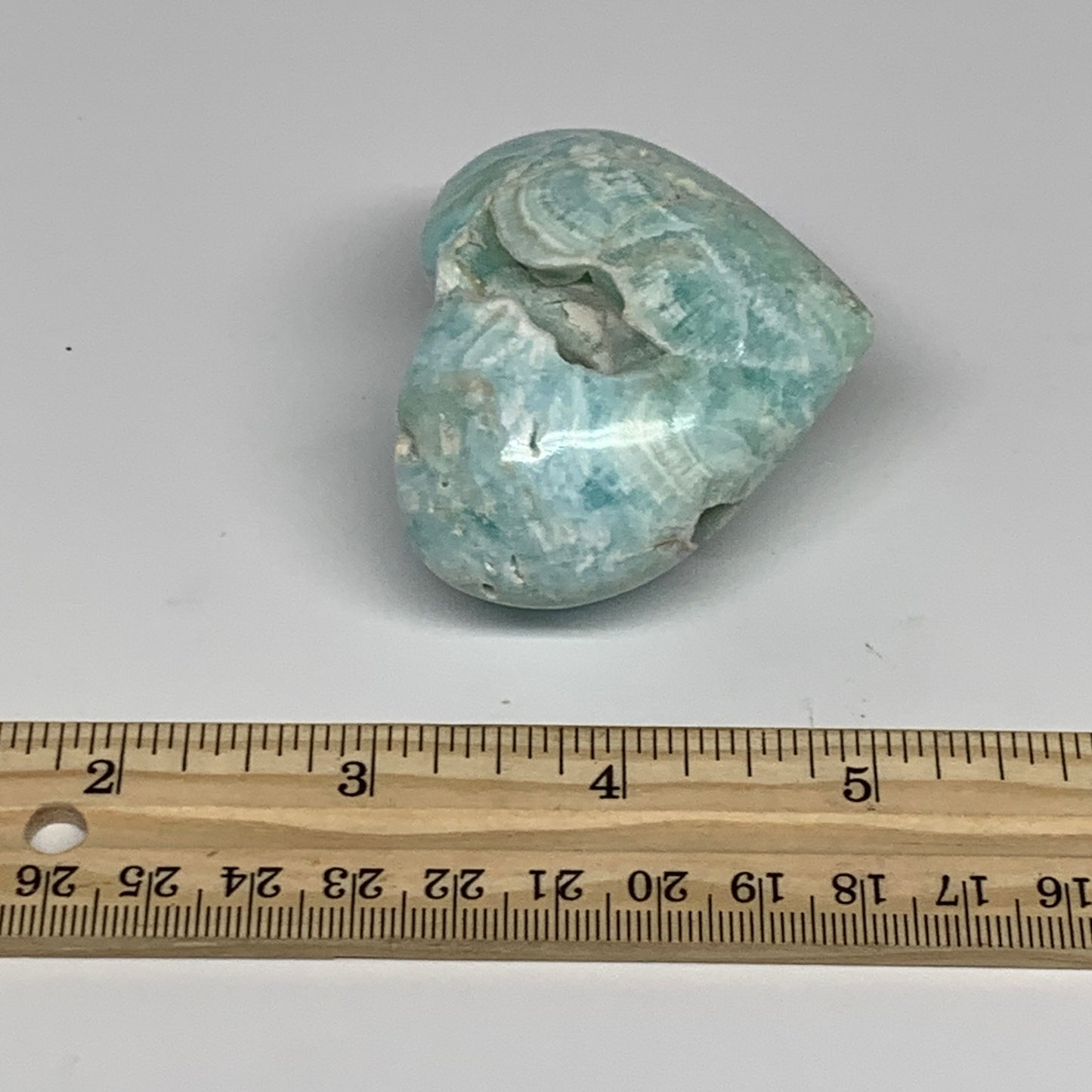 115g, 1.9"x2.4"x1.3" Blue Aragonite Heart Gemstones @Afghanistan, B26566