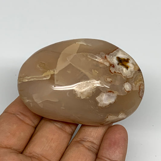 124g,2.7"x1.8"x1.1", Flower Agate Palm-Stone Crystal Reiki @Madagascar,B16213