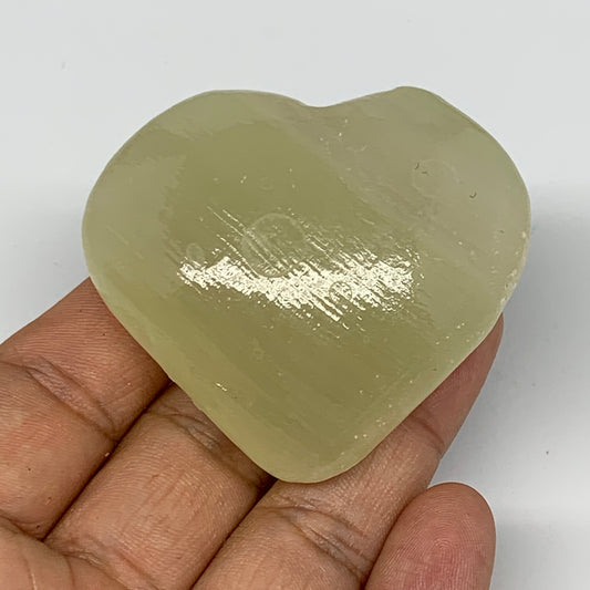 83.4g, 2"x2.2"x1" Natural Green Onyx Heart Polished Healing Crystal, B7700