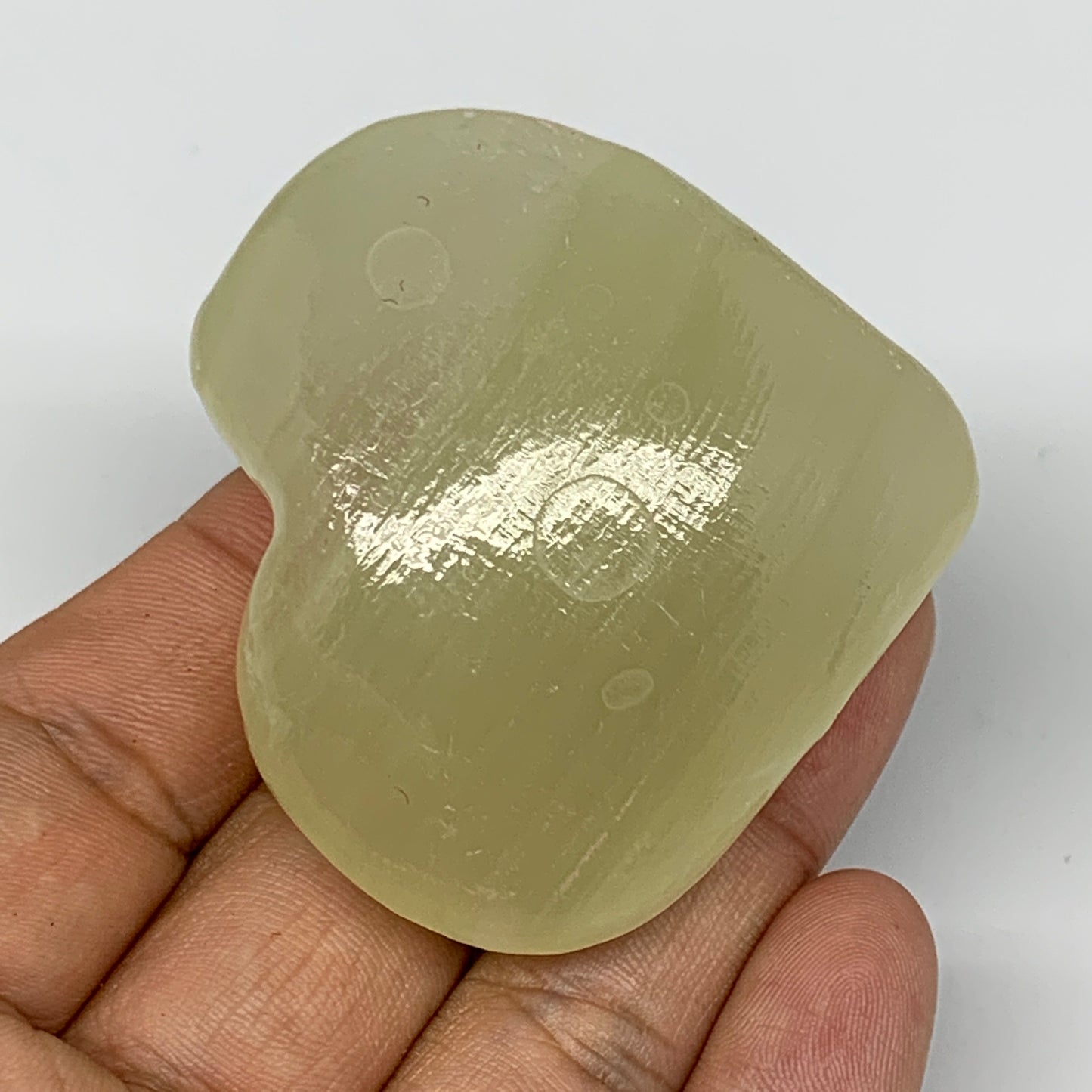 83.4g, 2"x2.2"x1" Natural Green Onyx Heart Polished Healing Crystal, B7700