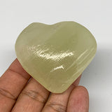 83.4g, 2"x2.2"x1" Natural Green Onyx Heart Polished Healing Crystal, B7700