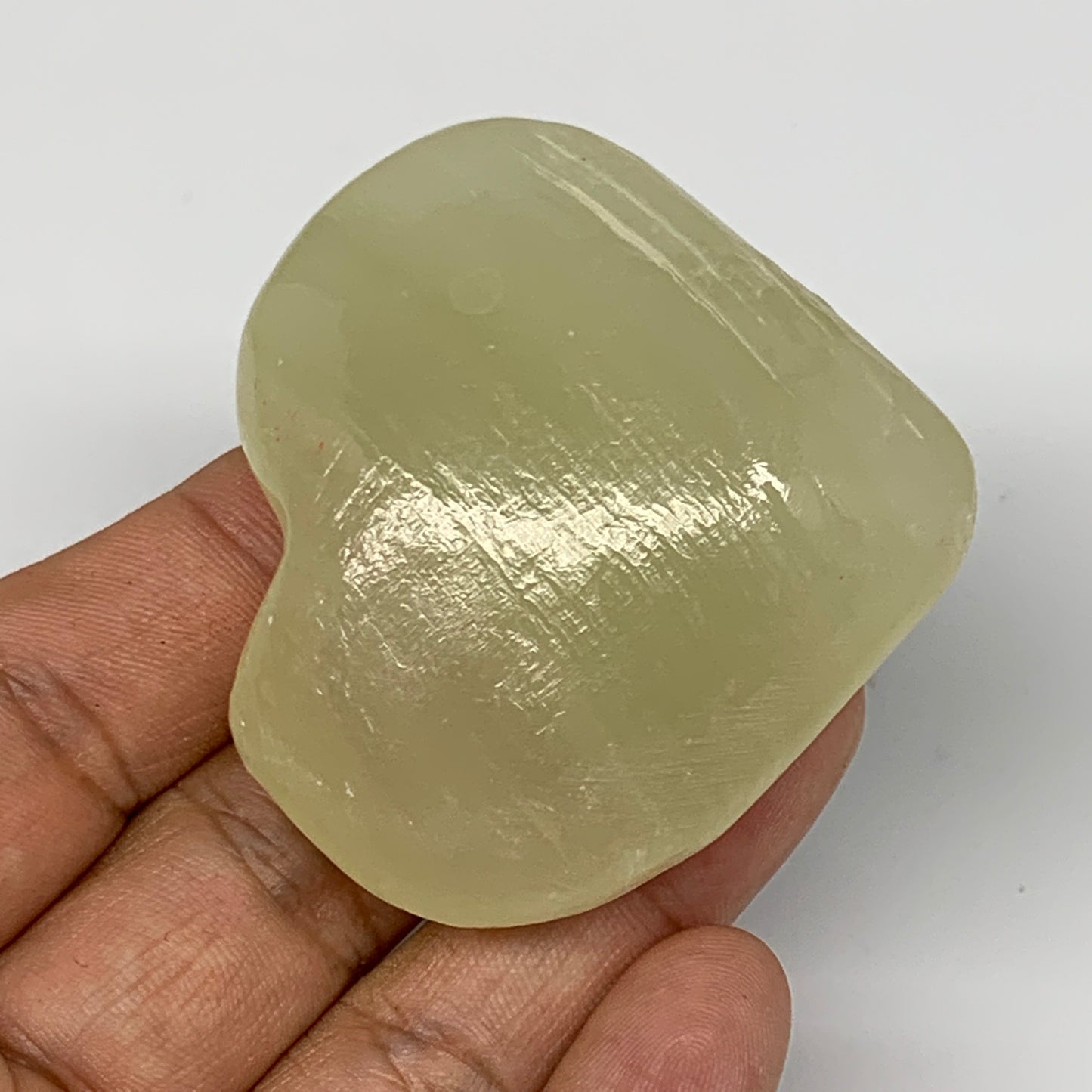 83.4g, 2"x2.2"x1" Natural Green Onyx Heart Polished Healing Crystal, B7700