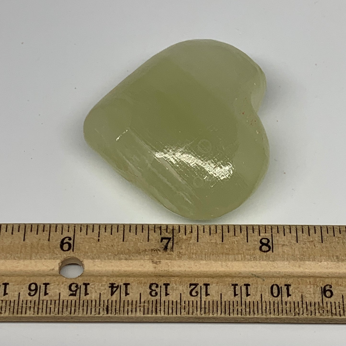 83.4g, 2"x2.2"x1" Natural Green Onyx Heart Polished Healing Crystal, B7700