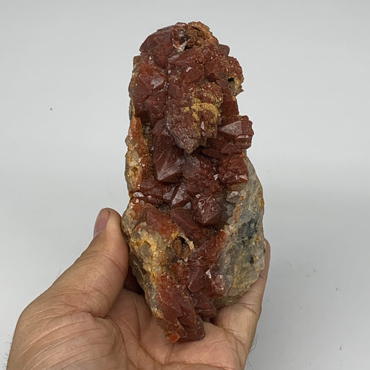 406g, 4.7"x2.8"x2" Red Quartz Crystal Mineral Specimens @Morocco, B11296