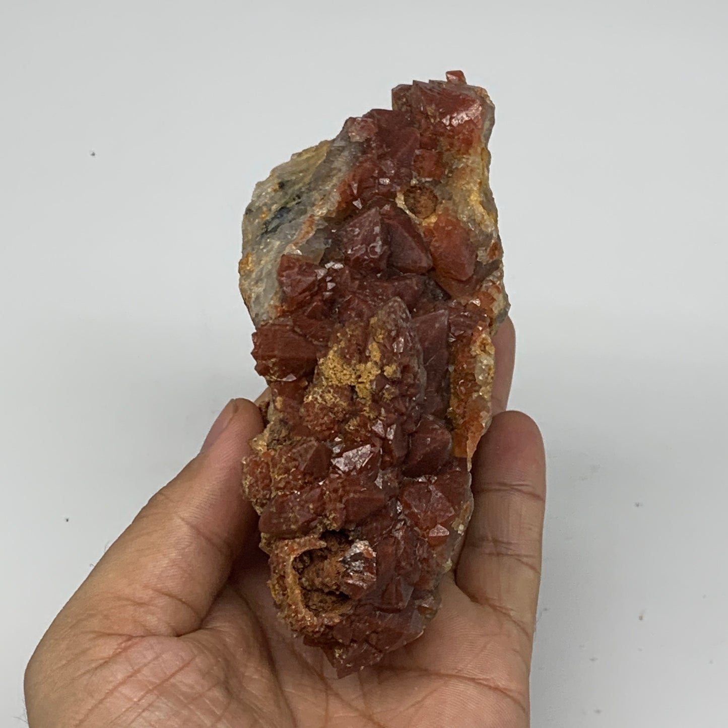406g, 4.7"x2.8"x2" Red Quartz Crystal Mineral Specimens @Morocco, B11296