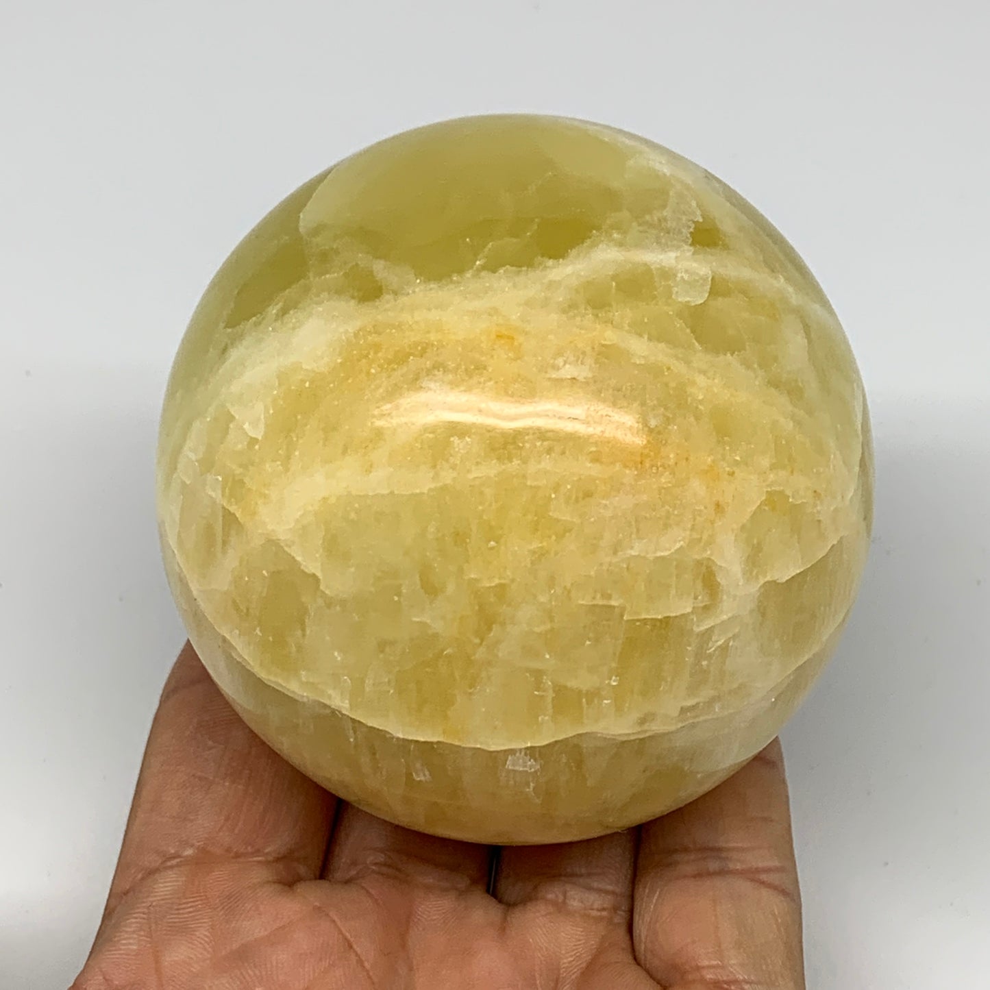 1.24 lbs,2.8"(72mm) Lemon Calcite Sphere Gemstone,Healing Crystal,B26054