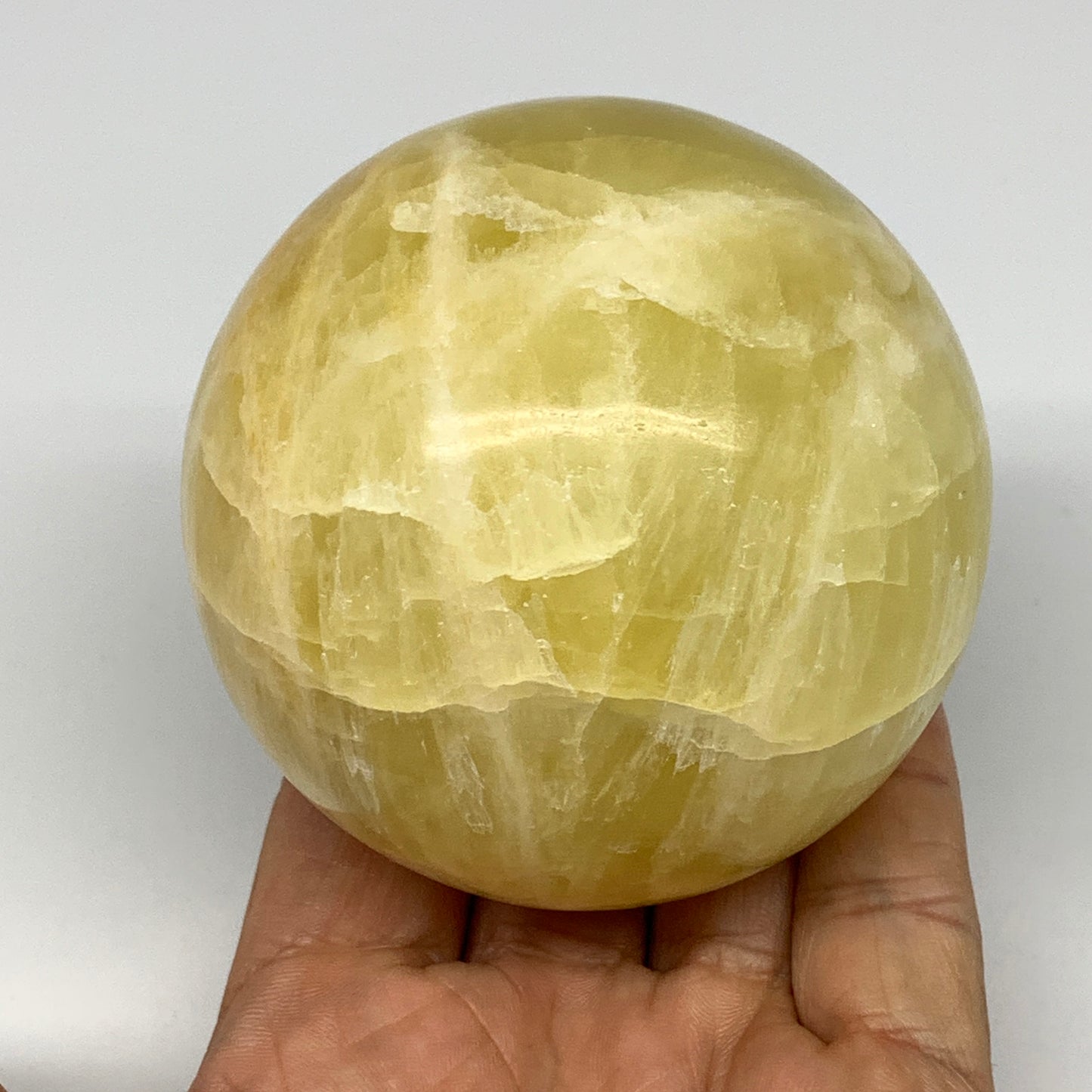 1.24 lbs,2.8"(72mm) Lemon Calcite Sphere Gemstone,Healing Crystal,B26054
