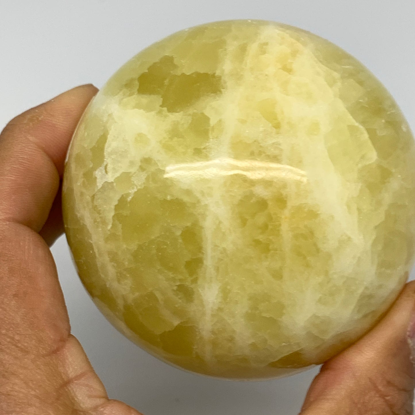 1.24 lbs,2.8"(72mm) Lemon Calcite Sphere Gemstone,Healing Crystal,B26054
