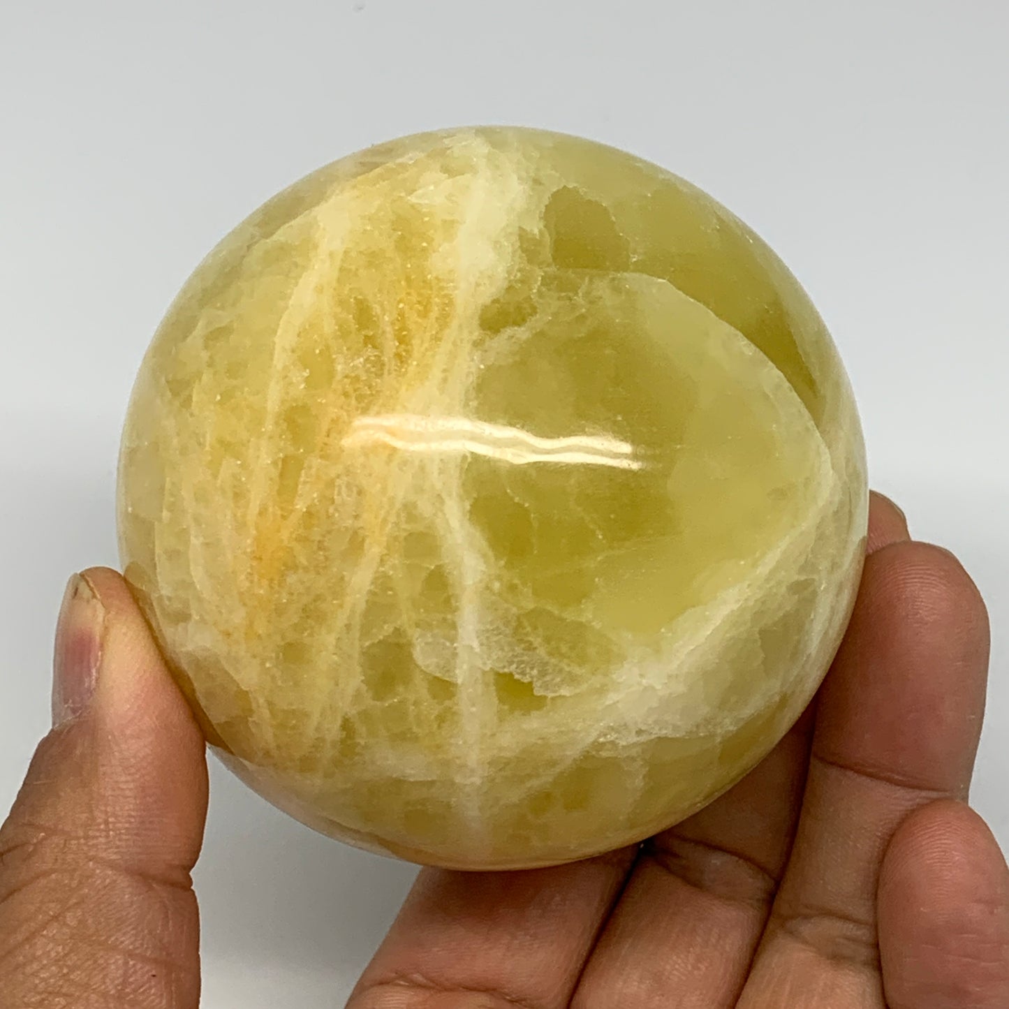 1.24 lbs,2.8"(72mm) Lemon Calcite Sphere Gemstone,Healing Crystal,B26054