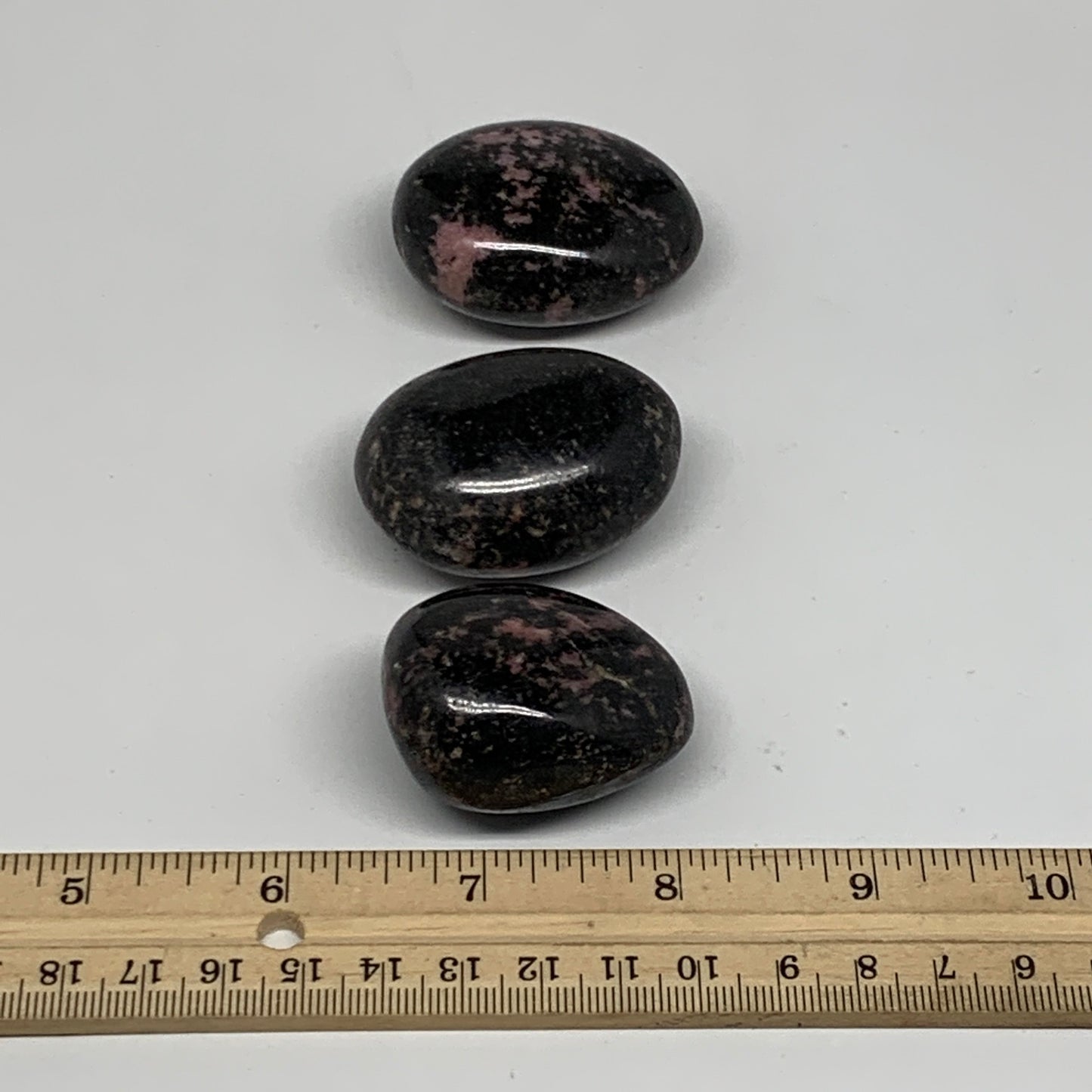 227.6g, 1.7" - 1.9",3pcs, Rhodonite Palm-Stone Polished Reiki Madagascar,B12137