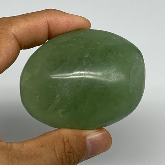 142.1g,2.5"x2"x1.1", Natural Fluorite Palm-Stone Polished Reiki @Madagascar, B17