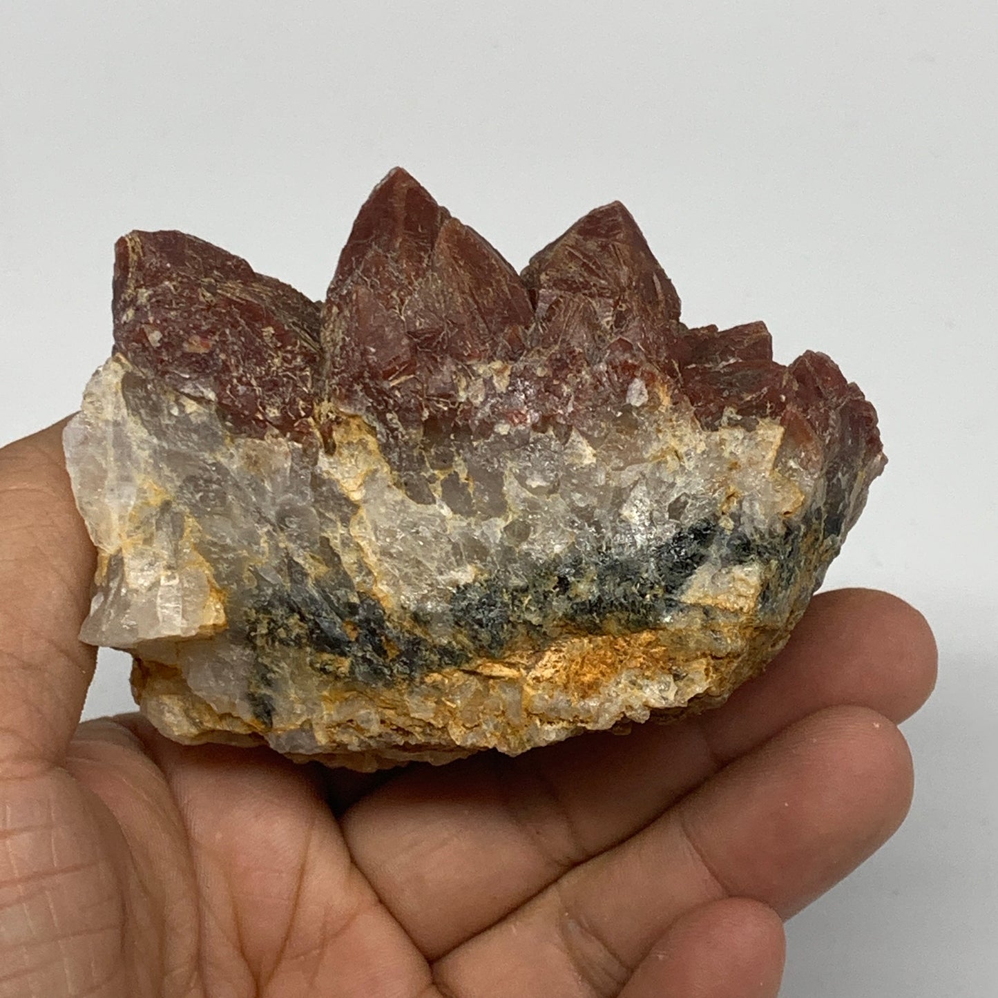 270g, 2.9"x2.5"x2.3" Red Quartz Crystal Mineral Specimens @Morocco, B11297