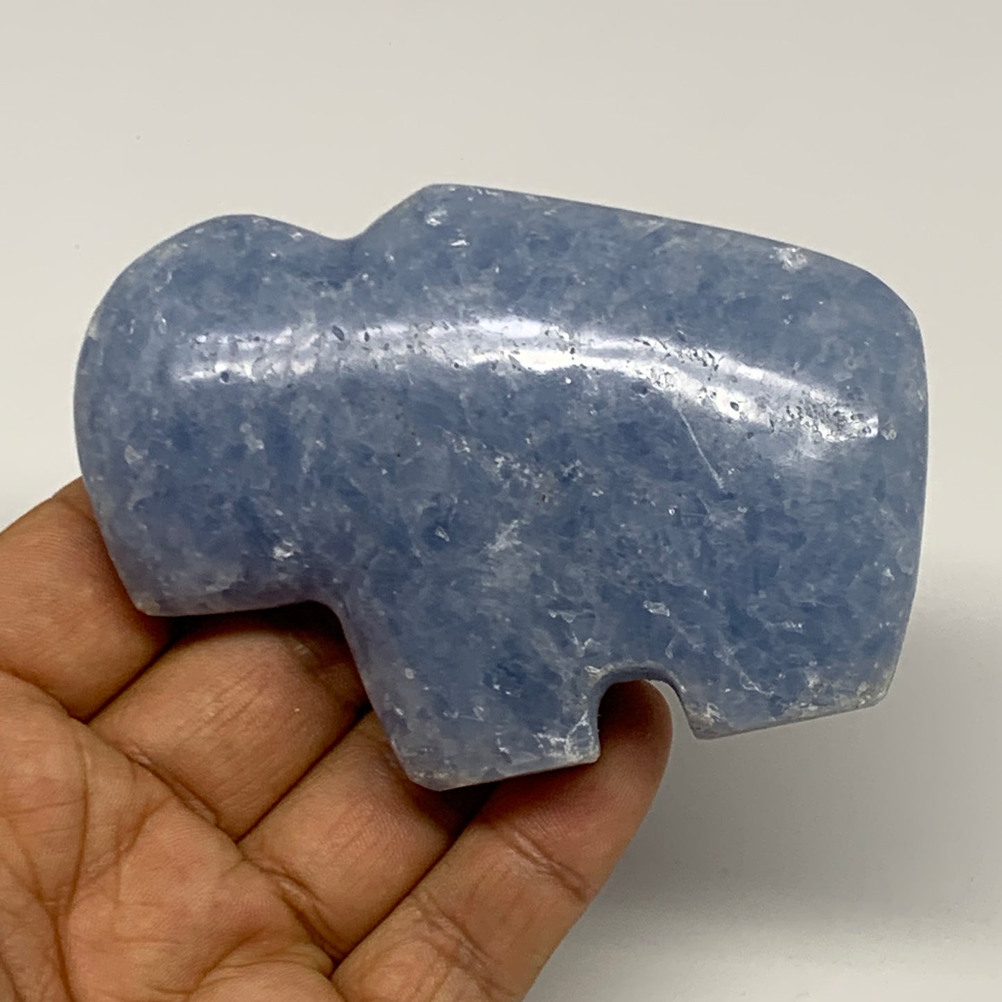 182.5g, 3.5"x2.4"x0.9" Natural Blue Calcite Buffalo Polished @Madagascar,B22384