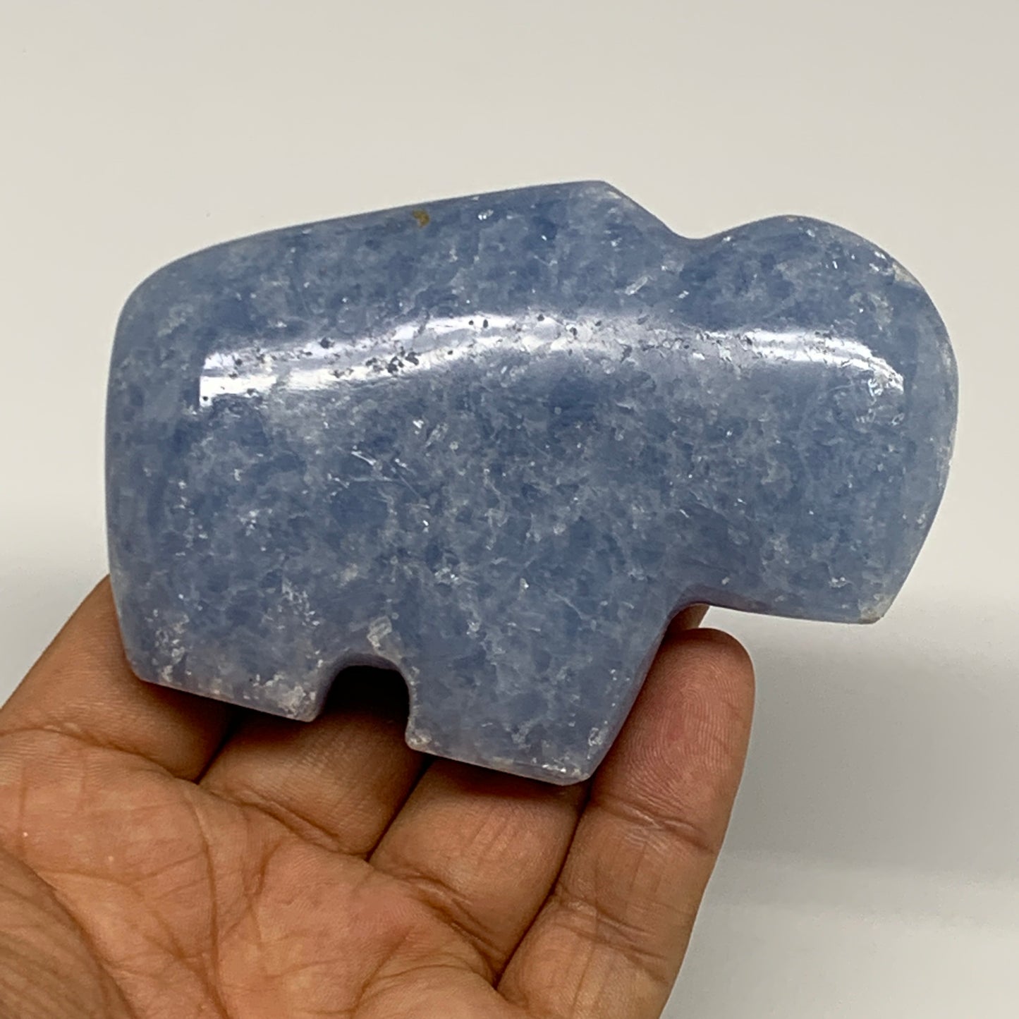 182.5g, 3.5"x2.4"x0.9" Natural Blue Calcite Buffalo Polished @Madagascar,B22384