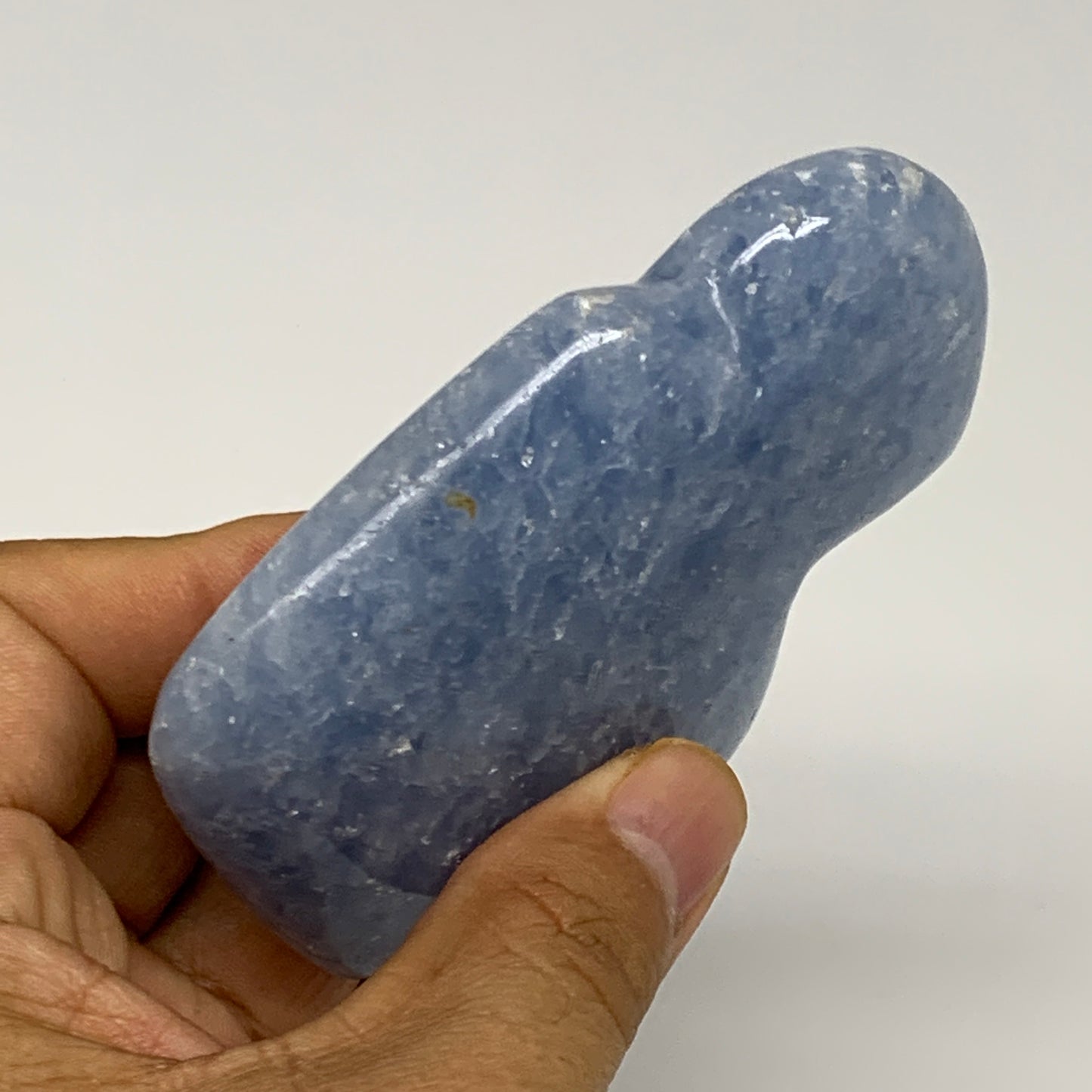 182.5g, 3.5"x2.4"x0.9" Natural Blue Calcite Buffalo Polished @Madagascar,B22384