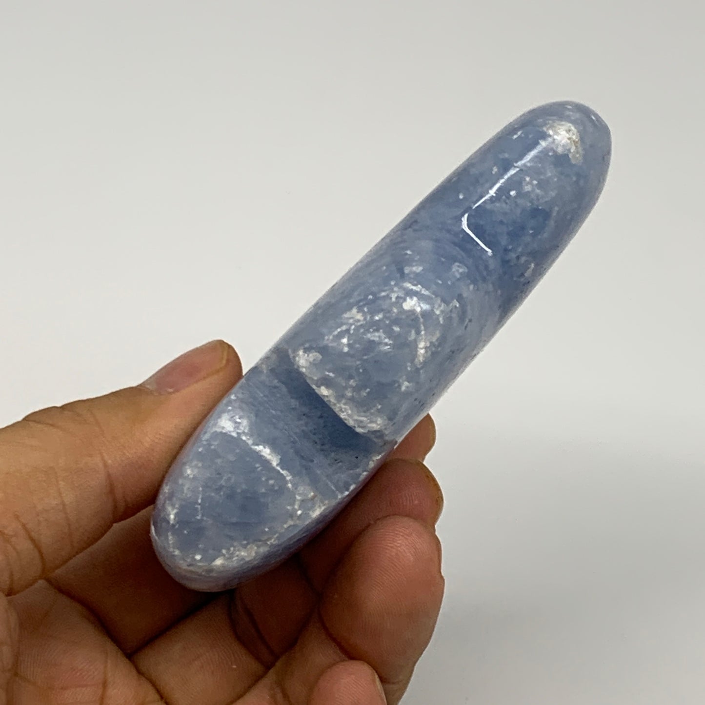 182.5g, 3.5"x2.4"x0.9" Natural Blue Calcite Buffalo Polished @Madagascar,B22384