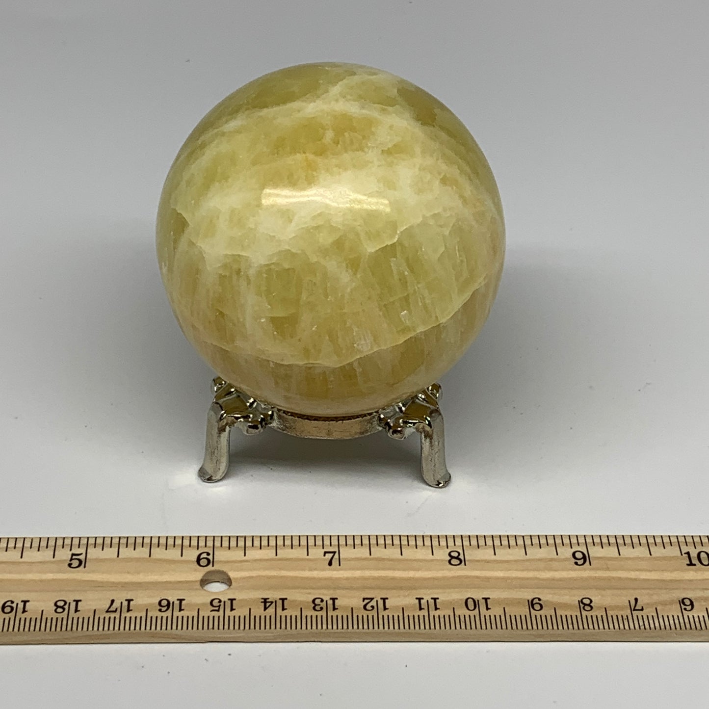1.24 lbs,2.8"(72mm) Lemon Calcite Sphere Gemstone,Healing Crystal,B26054