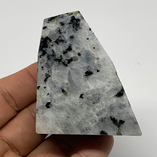 137.1g, 2.4"x2"x0.9", Natural Rainbow Moonstone Freeform Crystal Polished @India