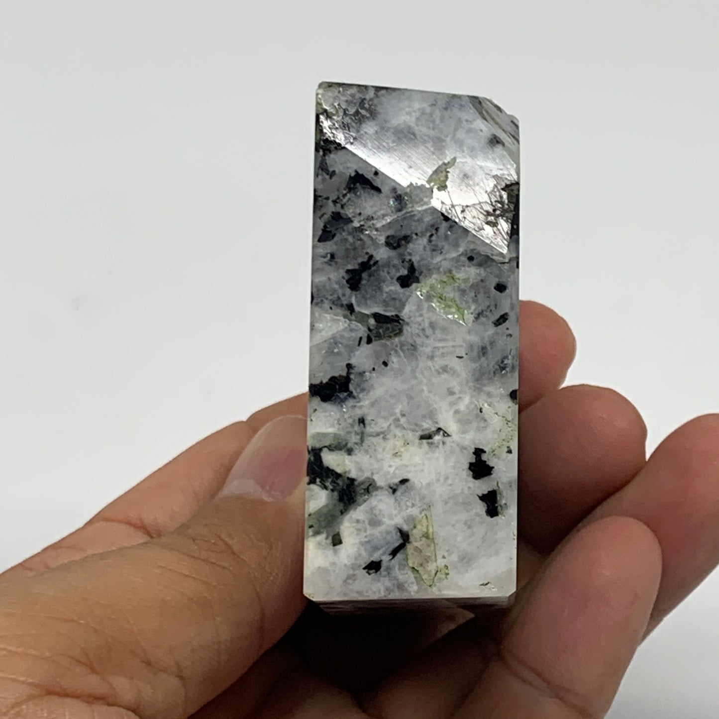 137.1g, 2.4"x2"x0.9", Natural Rainbow Moonstone Freeform Crystal Polished @India
