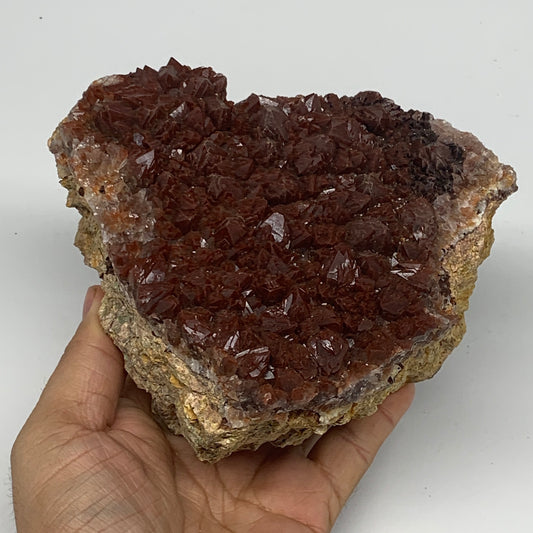 1226g, 5"x4.6"x3" Red Quartz Crystal Mineral Specimens @Morocco, B11298