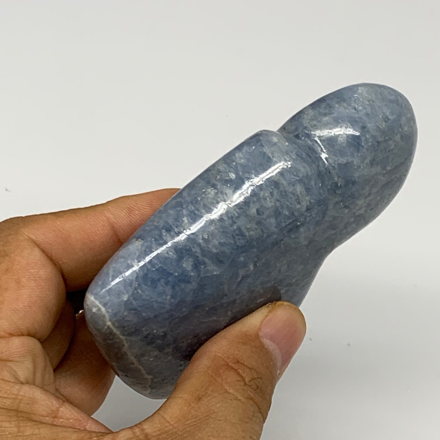 211.6g, 3.6"x2.4"x1" Natural Blue Calcite Buffalo Polished @Madagascar,B22385