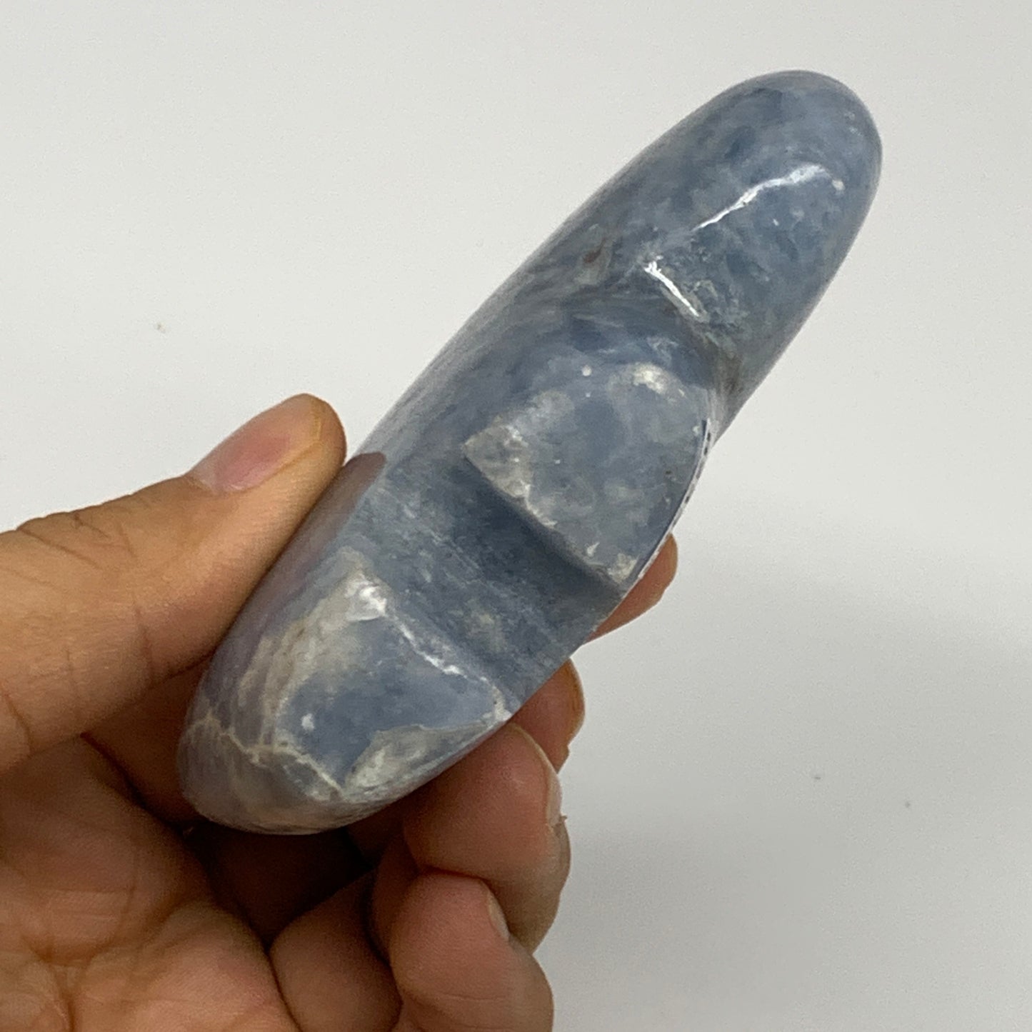 211.6g, 3.6"x2.4"x1" Natural Blue Calcite Buffalo Polished @Madagascar,B22385