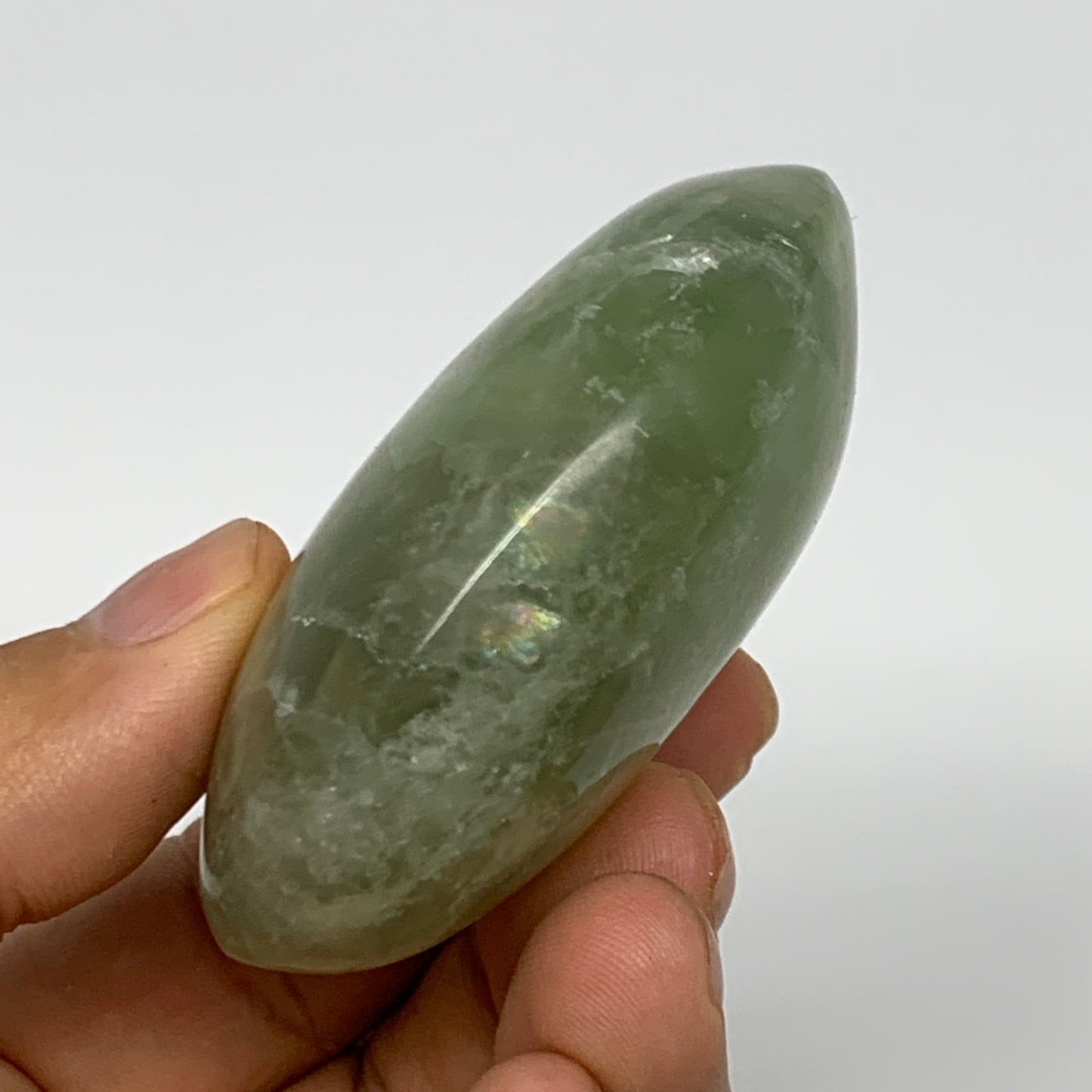 132.6g,2.5"x1.9"x1", Natural Fluorite Palm-Stone Polished Reiki @Madagascar, B17