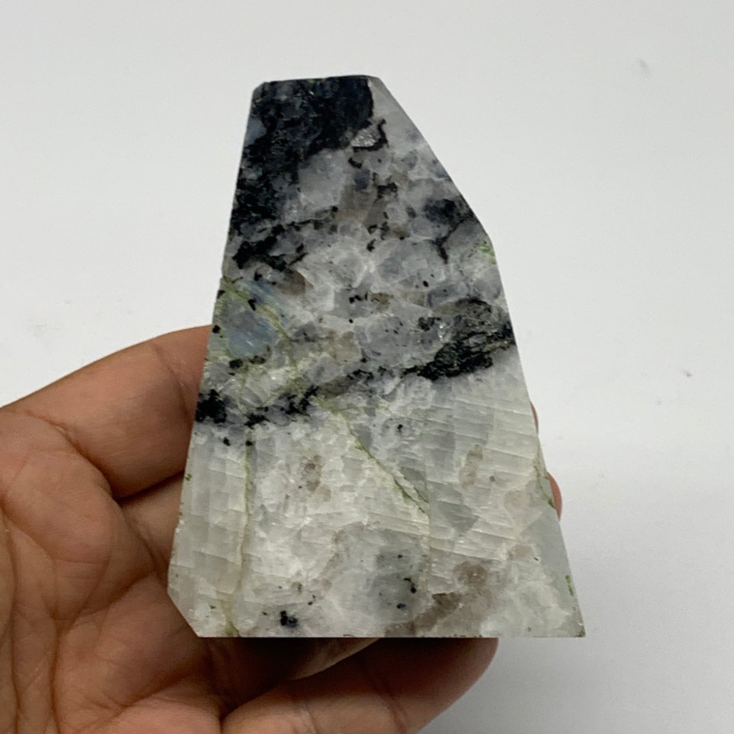 209.3g, 3.2"x2.4"x1", Natural Rainbow Moonstone Freeform Crystal Polished @India