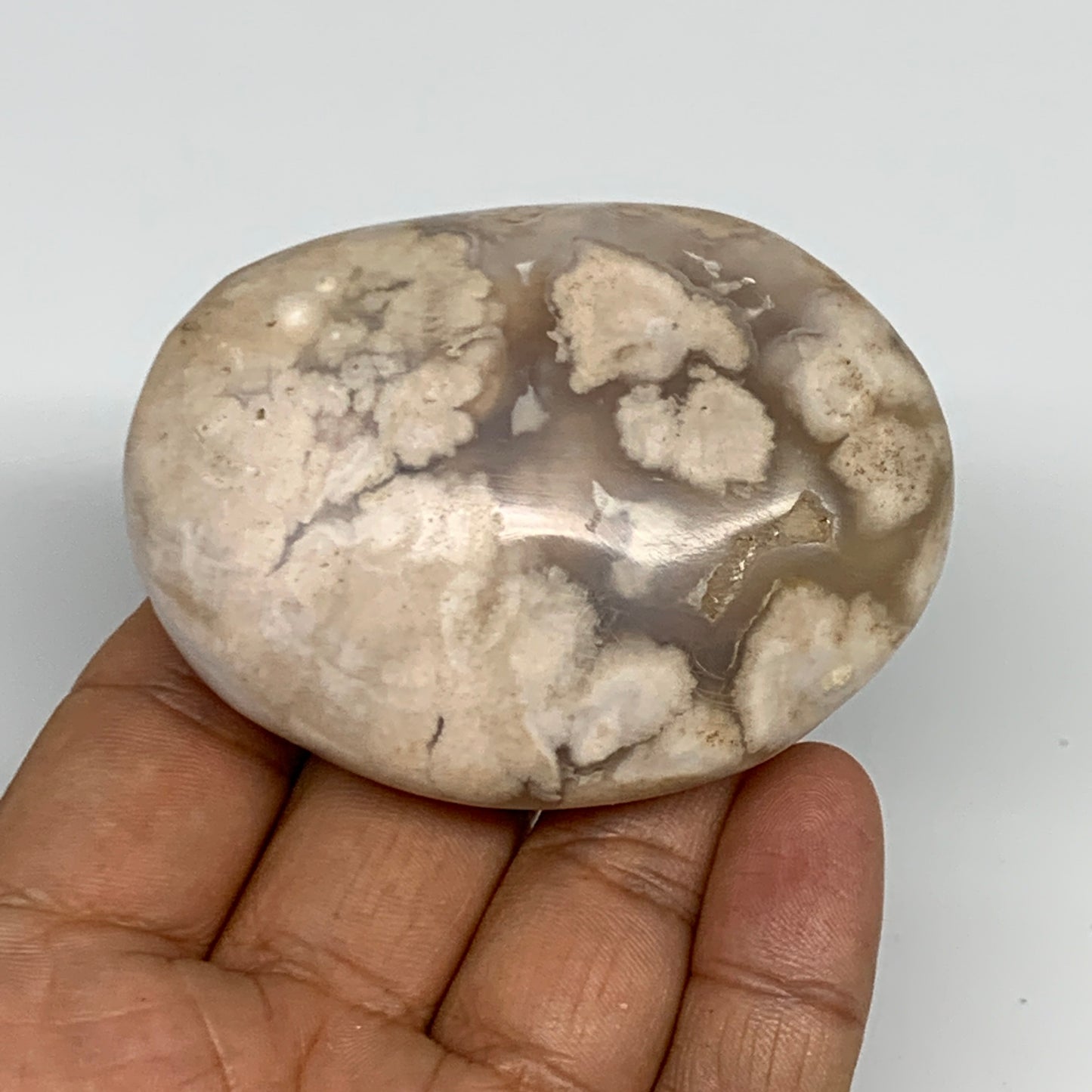 123.2g,2.6"x2"x1.1", Flower Agate Palm-Stone Crystal Reiki @Madagascar,B16219