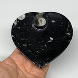 4Pcs, 4.8"x4.7" Small Heart Fossils Orthoceras Ammonite Bowls @Morocco, B8793