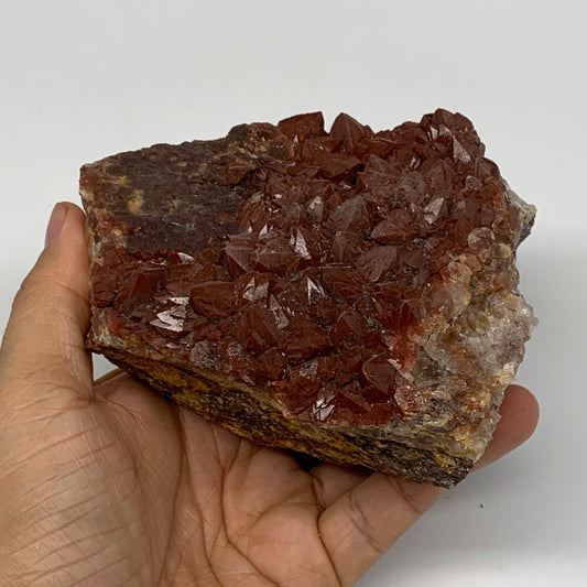 880g, 4.5"x4"x2.8" Red Quartz Crystal Mineral Specimens @Morocco, B11299