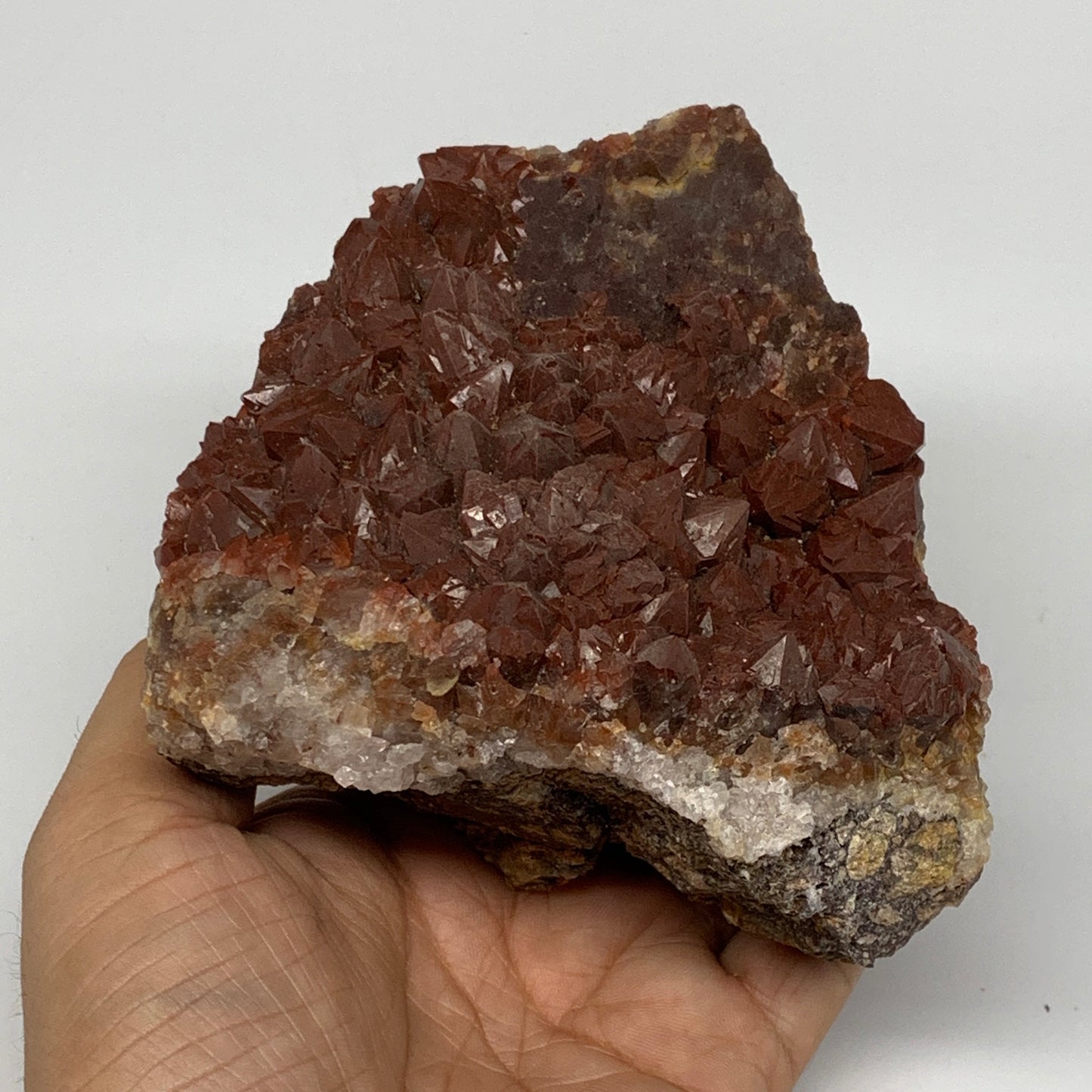 880g, 4.5"x4"x2.8" Red Quartz Crystal Mineral Specimens @Morocco, B11299