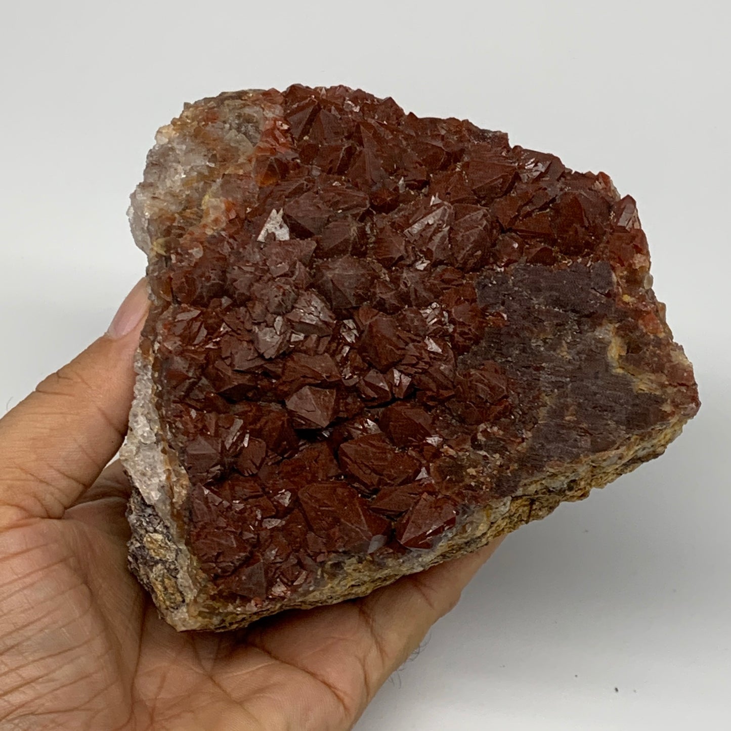 880g, 4.5"x4"x2.8" Red Quartz Crystal Mineral Specimens @Morocco, B11299