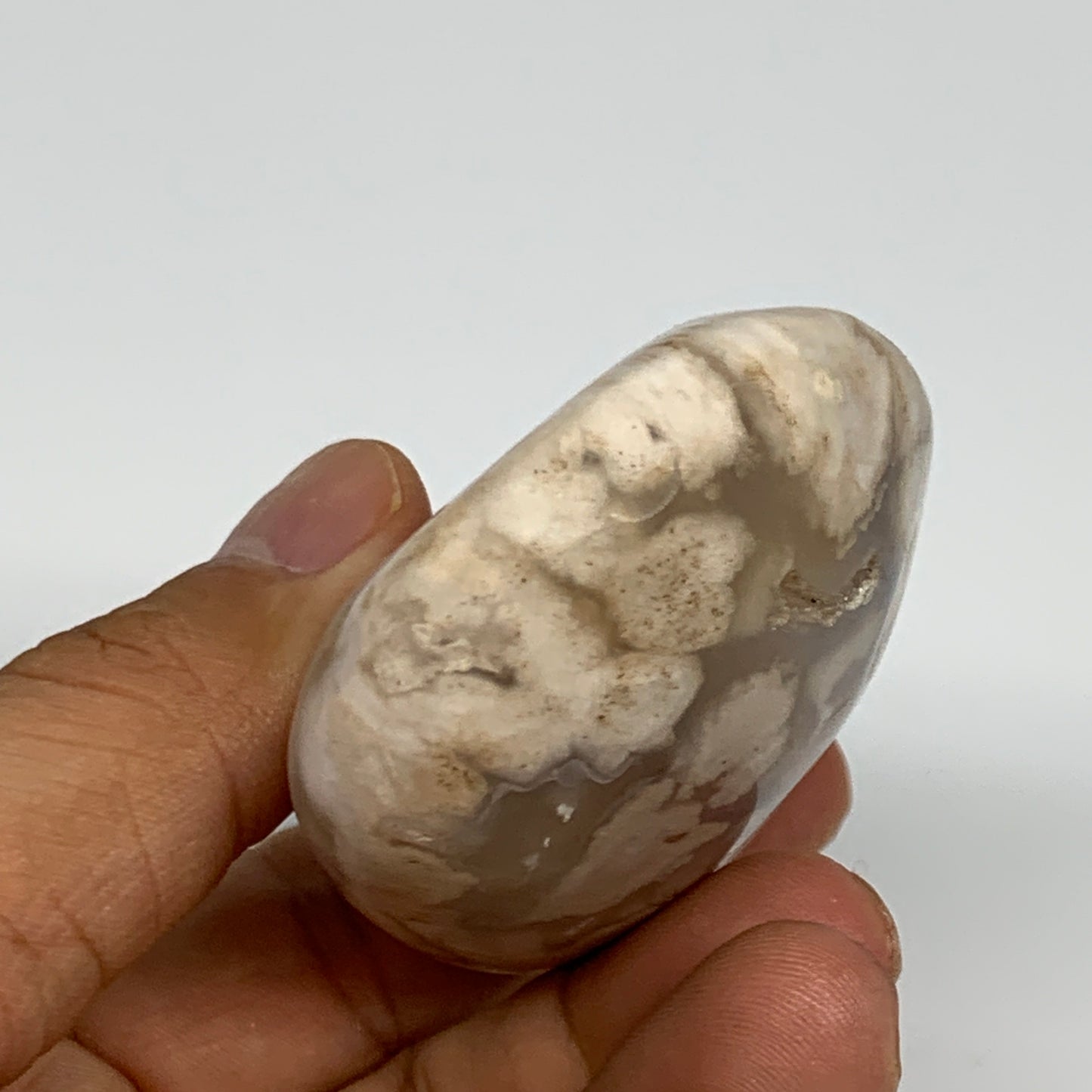123.2g,2.6"x2"x1.1", Flower Agate Palm-Stone Crystal Reiki @Madagascar,B16219