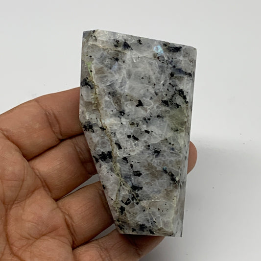 154.4g, 2.9"x1.7"x0.9", Natural Rainbow Moonstone Freeform Crystal Polish B21679