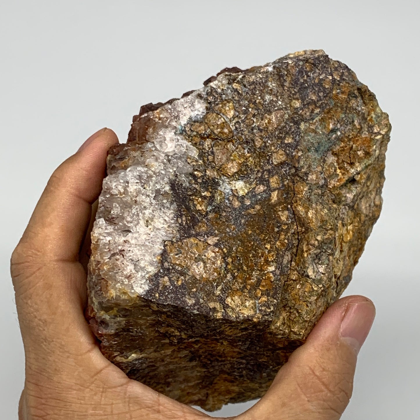 880g, 4.5"x4"x2.8" Red Quartz Crystal Mineral Specimens @Morocco, B11299