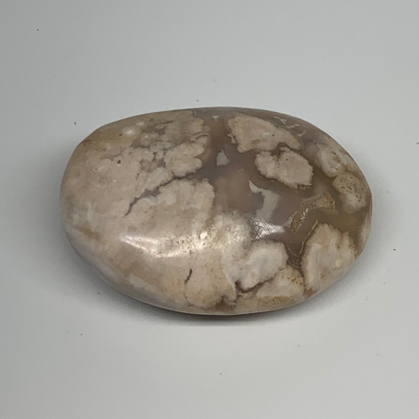 123.2g,2.6"x2"x1.1", Flower Agate Palm-Stone Crystal Reiki @Madagascar,B16219