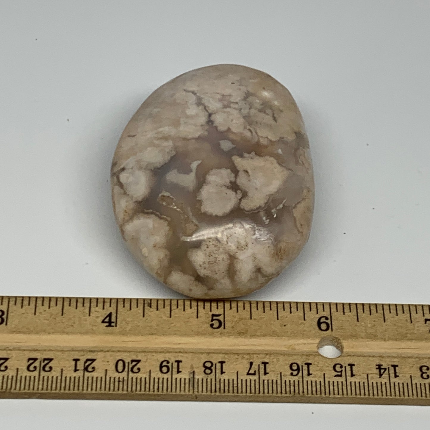123.2g,2.6"x2"x1.1", Flower Agate Palm-Stone Crystal Reiki @Madagascar,B16219