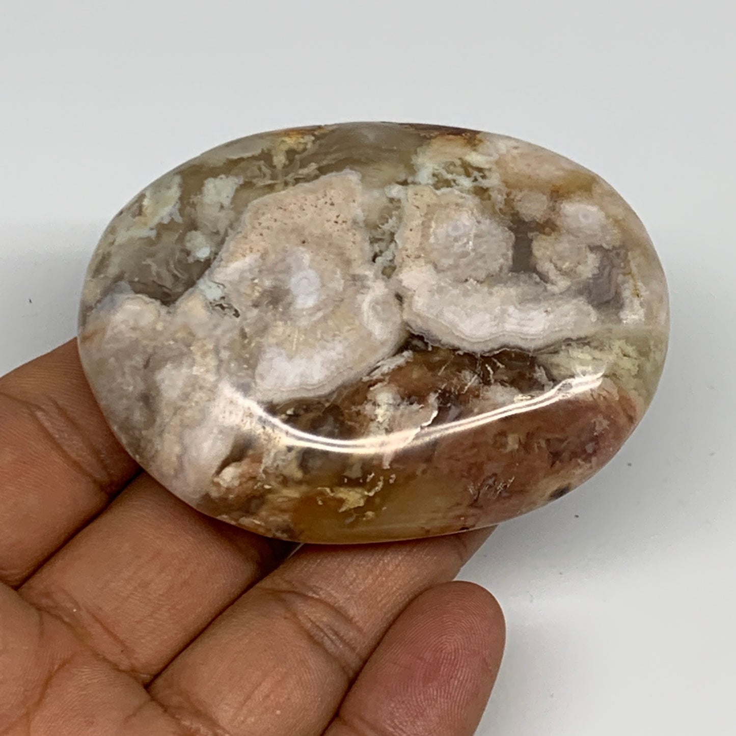 108.5g,2.7"x2"x0.8", Flower Agate Palm-Stone Crystal Reiki @Madagascar,B16220