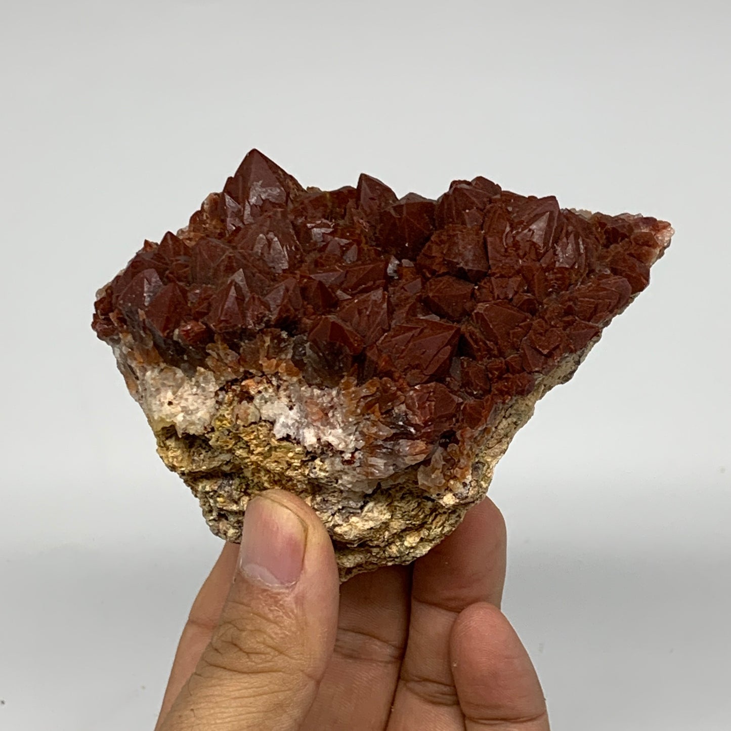282g, 3.8"x2.1"x2.9" Red Quartz Crystal Mineral Specimens @Morocco, B11300