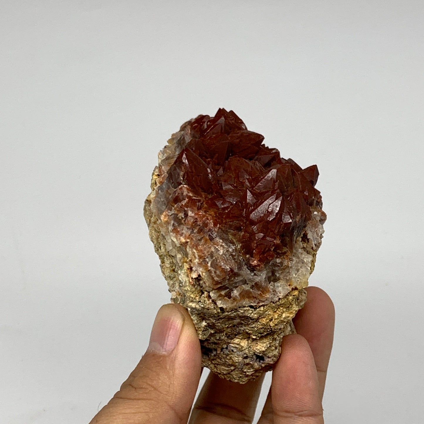 282g, 3.8"x2.1"x2.9" Red Quartz Crystal Mineral Specimens @Morocco, B11300