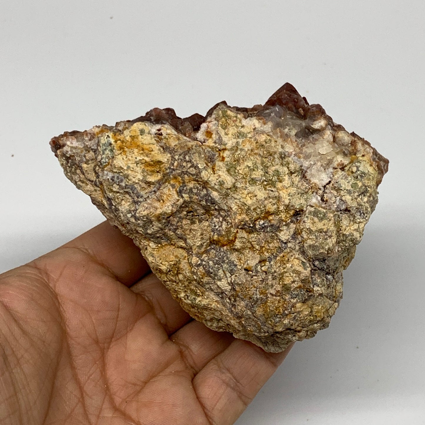 282g, 3.8"x2.1"x2.9" Red Quartz Crystal Mineral Specimens @Morocco, B11300