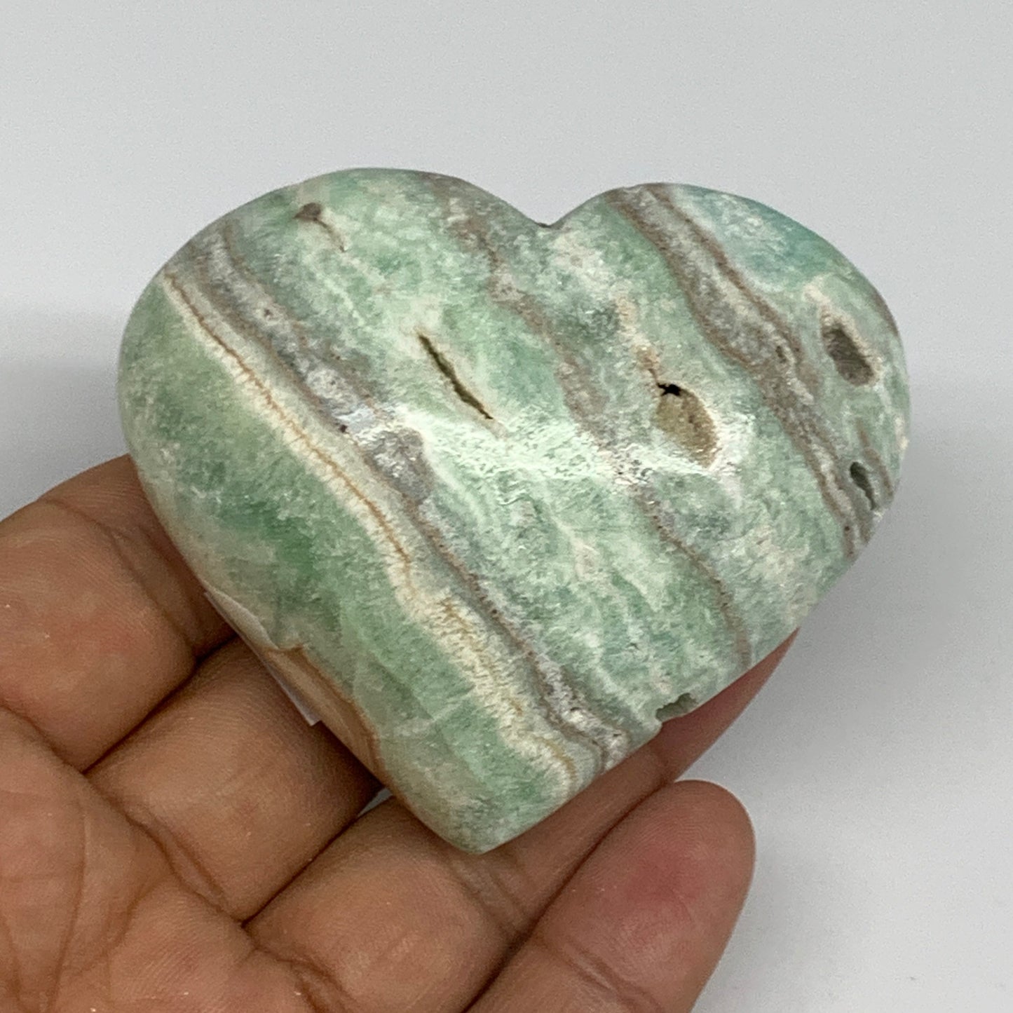 136.7g, 2.2"x2.7"x1.2" Blue Aragonite Heart Gemstones @Afghanistan, B26575
