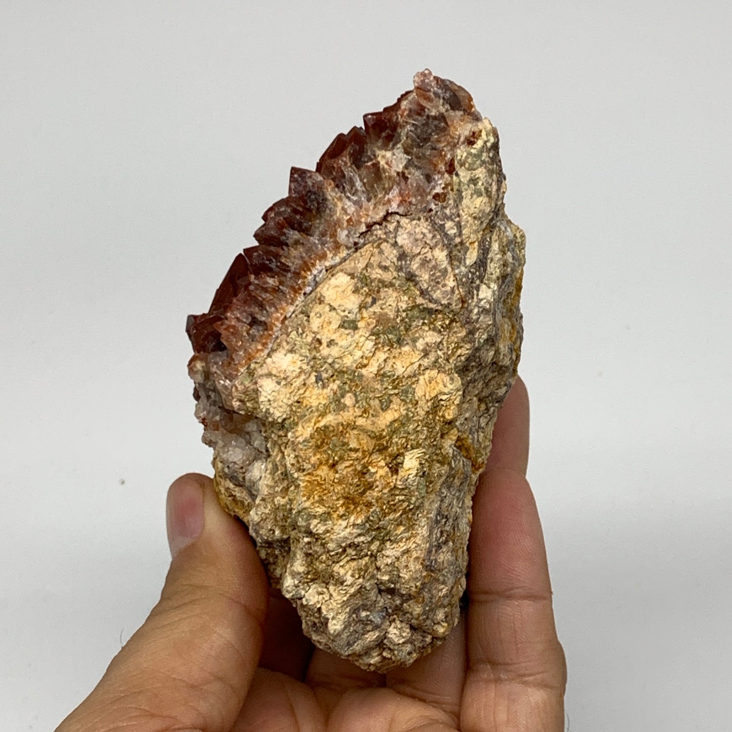 282g, 3.8"x2.1"x2.9" Red Quartz Crystal Mineral Specimens @Morocco, B11300