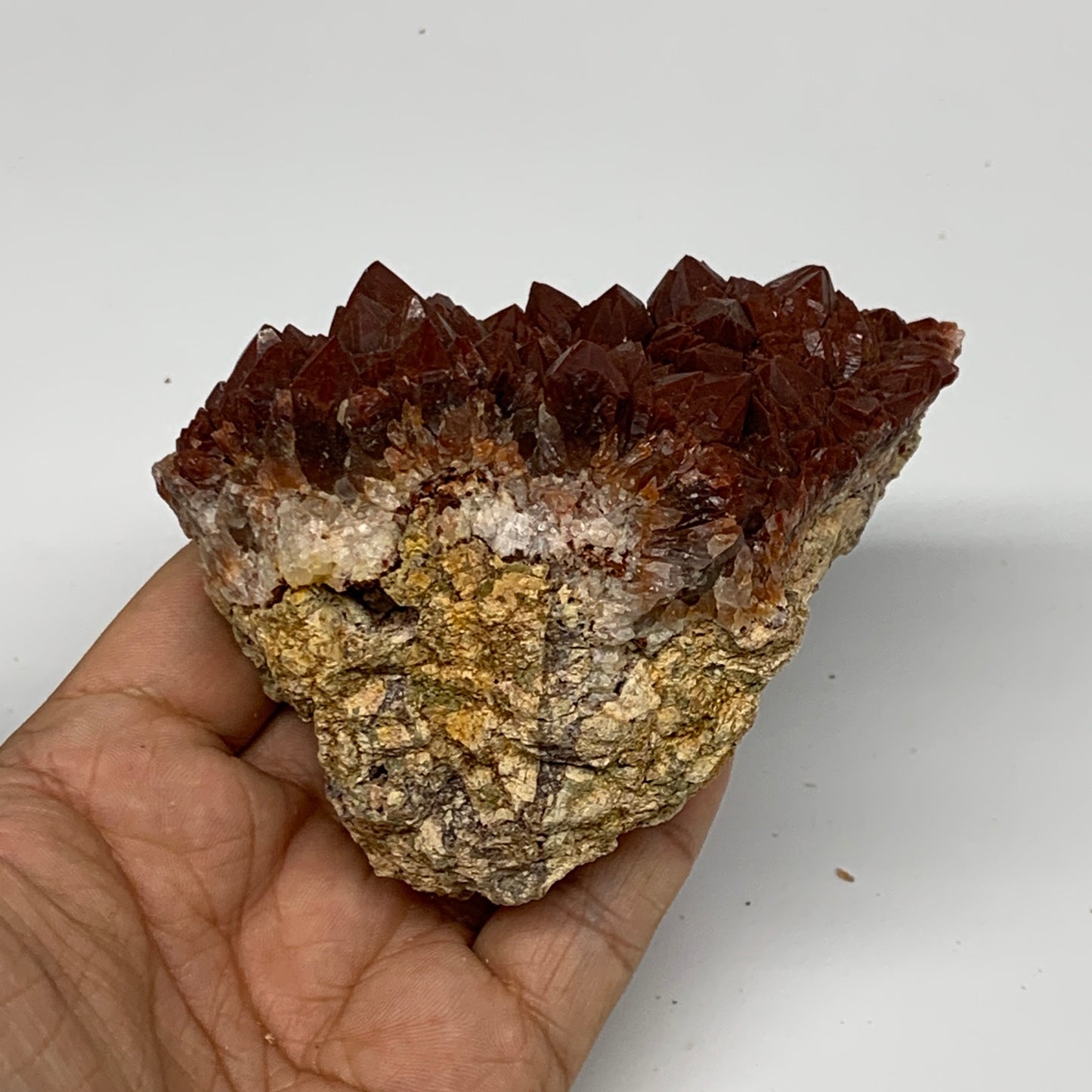 282g, 3.8"x2.1"x2.9" Red Quartz Crystal Mineral Specimens @Morocco, B11300