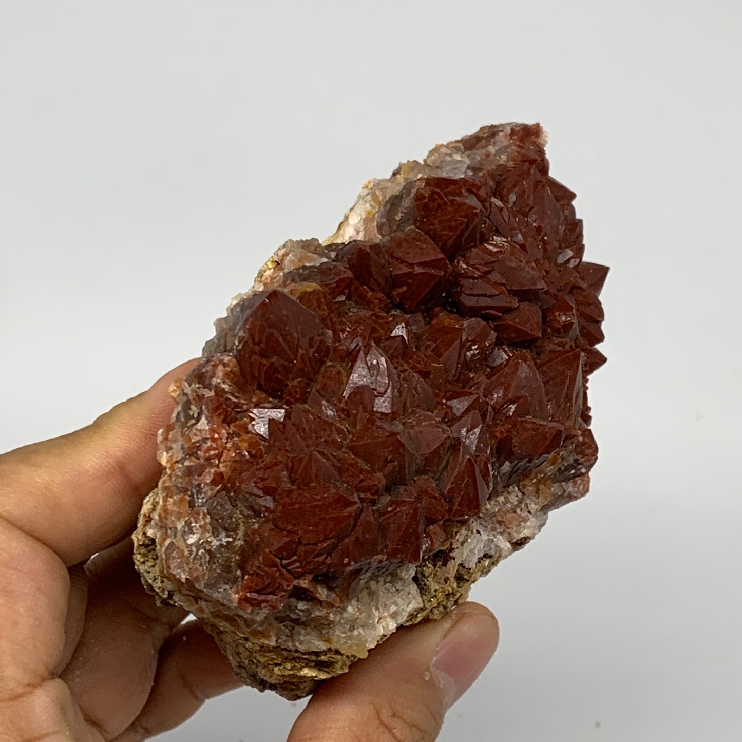 282g, 3.8"x2.1"x2.9" Red Quartz Crystal Mineral Specimens @Morocco, B11300