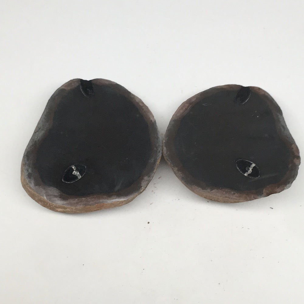 1 Pair,239.6g,2.9"x2.4" Natural Unique Septarian Nodules Slabs @Morocco,MF3621
