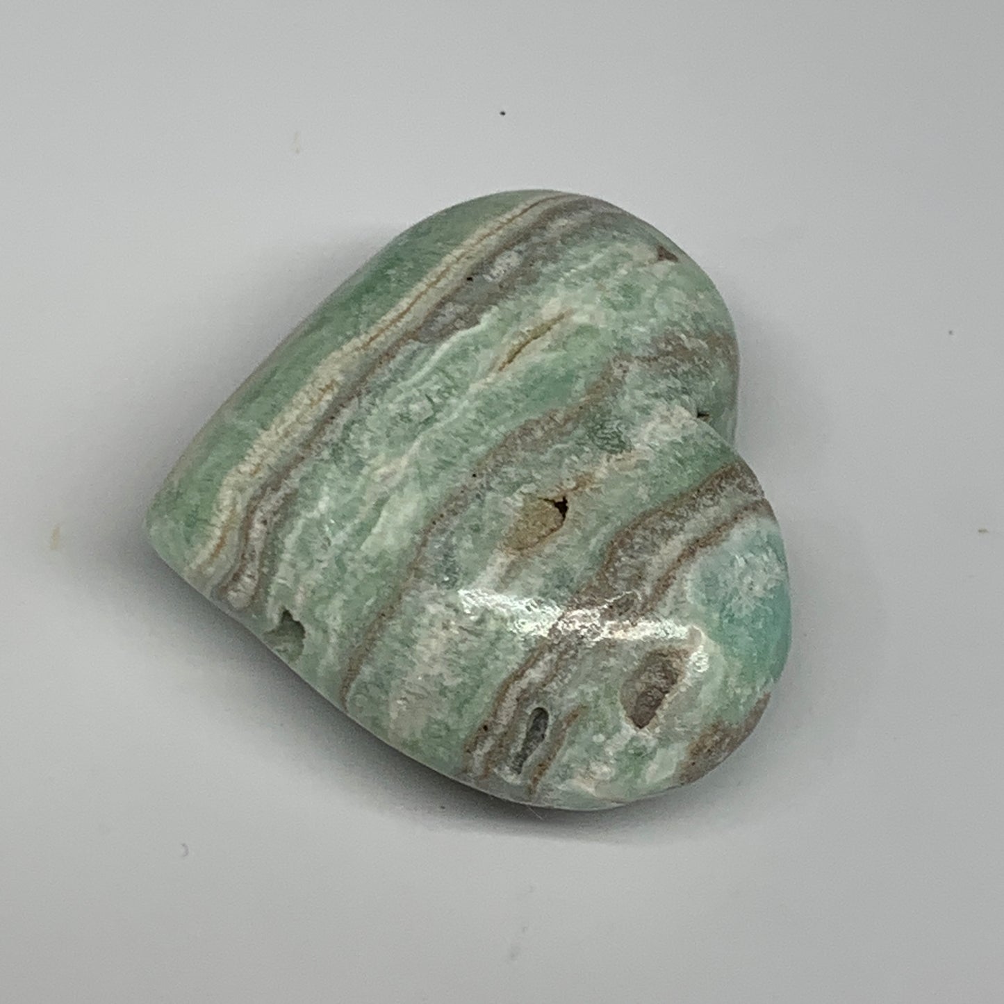 136.7g, 2.2"x2.7"x1.2" Blue Aragonite Heart Gemstones @Afghanistan, B26575