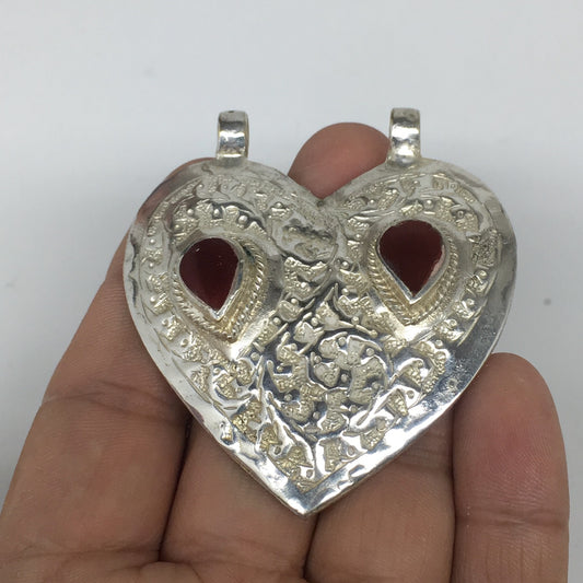 1pc,2.4"x2.1"x0.4",Turkmen Pendant Red Carnelian Heart Shape Statement,TN614