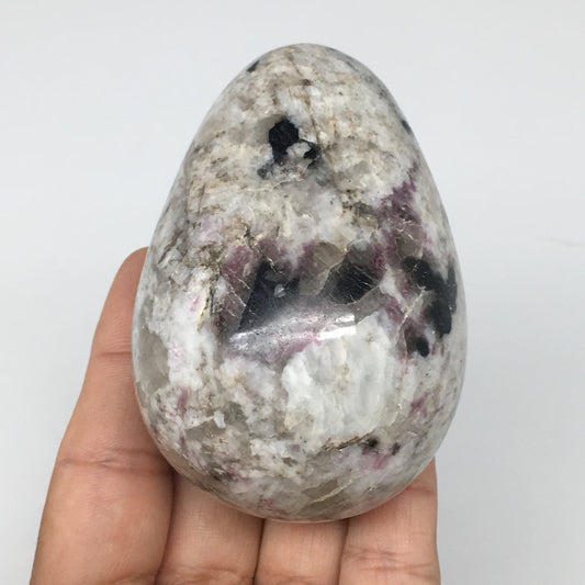 320.6g, 3.1"x2.2" Tourmaline Rubellite Egg Crystal Reiki Energy @Madagascar,B133